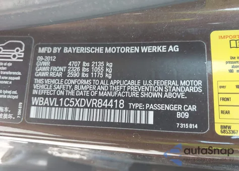 2013 BMW X1 xDrive28I from USA, damaged, VIN WBAVL1C5XDVR84418